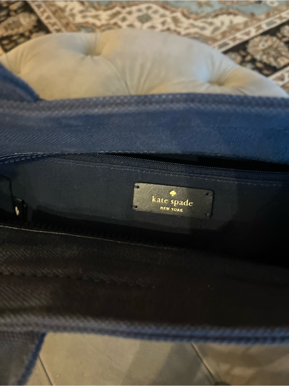 kate spade Navy and Cream Striped Canvas Tote Crossbody - Picture 7 of 17